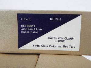 lot 307 image: Lot of 12 Mercer Glass Works Neverust Nickel Plated Large Extension Clamps