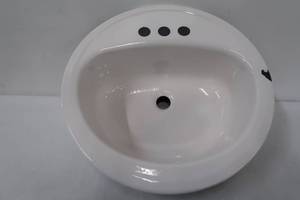 lot 214 image: Bootz Industries Laurel Round Drop-In Bathroom Sink in White
