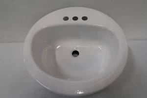lot 230 image: Bootz Industries Laurel Round Drop-In Bathroom Sink in White