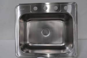 lot 236 image: Glacier Bay Drop-In Stainless Steel 25 in. 4-Hole Single Bowl Kitchen Sink
