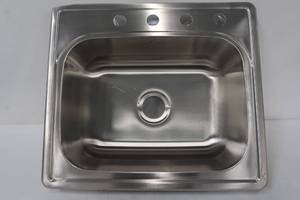 lot 237 image: Glacier Bay Drop-In Stainless Steel 25 in. 4-Hole Single Bowl Kitchen Sink