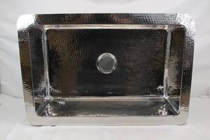 lot 202 image: Hand made Hammered Stainless Steel - Kitchen Farmhouse Sink - 33