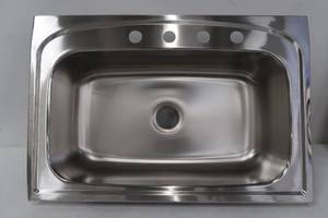 lot 240 image: Elkay Pergola Drop-In Stainless Steel 33 in. 4-Hole Single Bowl Kitchen Sink
