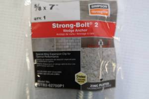 lot 248 image: Simpson Strong Tie Strong-Bolt 58 in. x 7 in. Zinc-Plated Wedge Anchor (10 pack)