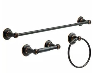 lot 261 image: Delta Porter Bath Set with Towel Ring Toilet Paper Holder and 24 in. Towel Bar in Oil Rubbed Bronze