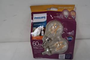 lot 271 image: Philips 60-Watt Equivalent A15 Dimmable LED Light Bulb Soft White (2-Pack)
