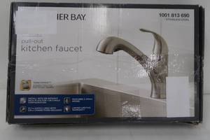 lot 297 image: Glacier Bay Market Single-Handle Pull-Out Sprayer Kitchen Faucet in Stainless Steel