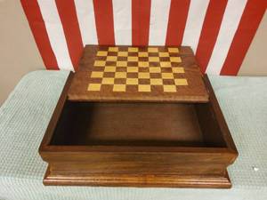 Oak storage box with checker board lid.