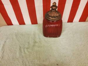 Red candy jar with lid