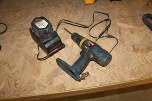 lot 47 image: Lot of (2) Cordless Tool Accessories - Ryobi 18V Cordless Drill without Battery or Charger, Snap-On Charging Station 9.6-14.4V with 12V Battery