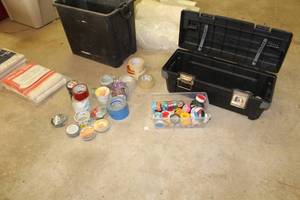 lot 124 image: Plastic Tool Box, Tape Rolls 25Lx10Wx11H