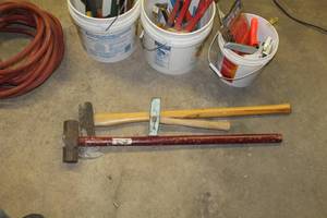 lot 165 image: Lot of (3) Hand Tools - Sledgehammer (x2), Splitting Maul (x1)