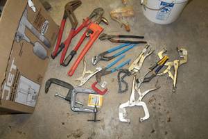 lot 167 image: Hand Tools - C-Clamps, Clamps Pliers, Bolt Cutters, Wrenches, Misc. Hand Tools