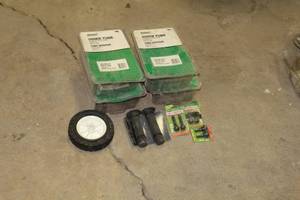 lot 192 image: Lot of (9) Yard Accessories - Arnold Inner Tube Straight Valve Stem 480400 x 8 For 8 Rim (x4 in box), Slime Tubeless Tire Valves 2-Pack (x3), Utility Wheel 6D (x1), Set of Rubber Grips (in package)