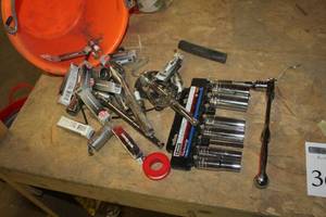 lot 360 image: Lot of Sockets, Ratchets, Spark Plugs (in bucket)