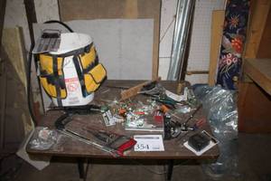 lot 354 image: Plastic Tool Bucket, Bucket Tool Bag, Hand Tools - Craftsman File Set 3-piece, Drill Bits, Locking Pliers, Screwdrivers, Square, Hack Saw, Security Bit Set 3 32-piece, Misc. Hand Tools