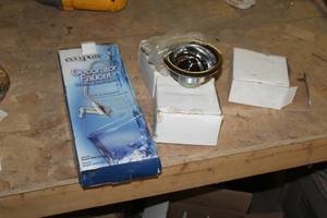 lot 370 image: Ecopure Decorative Faucet (in box), Drain Strainers (x3 in box)