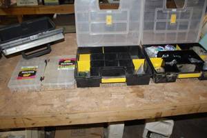 lot 368 image: Lot of (4) Plano,Stanley Plastic Parts Organizers