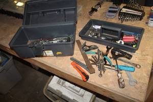 lot 366 image: Tool Box with Tool Caddy, Hand Tools - Wrenches, Square, Small Wrench Set, Misc. Hand Tools 16Lx9Wx8H