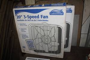 lot 377 image: Lot of (2) Lakewood Box Fan 20 3-Speed (new in box)