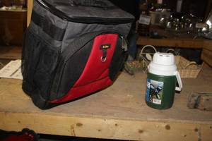 lot 413 image: Lot of (2) Coolers - Allen Padded Zip-Up Soft Side Rolling Cooler, Coleman Teammate 13 Gallon Beverage Cooler