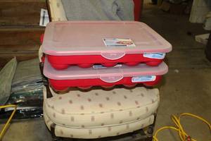 lot 310 image: Lot of (2) Sterilite Christmas Tree Ornament Organizer Case 21-58Lx17-38Wx4H