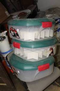 lot 311 image: Lot of (3) Style Master Contempra Jumbo Holiday Ornament Box 22Lx22Wx9H