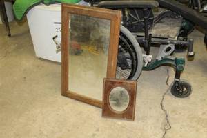 lot 284 image: Lot of (2) Wood Framed Wall Mirrors