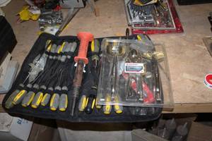 lot 318 image: Lot of (3) Tool Sets - Screwdriver Set with Case, Jobsmart Welding Plier Set 3-piece, Ramset