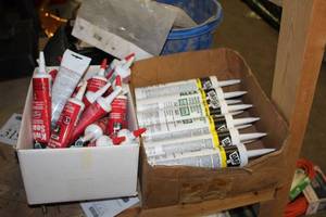 lot 321 image: Lot of (Approximately 24) Caulk Tubes and Cartridges - DAP Painters Acrylic Latex Caulk 10.1oz. Cartridges, DAP Kwik Seal Caulk 5.5oz Tubes