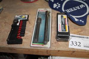 lot 332 image: Lot of (3) Jobsmart Hand Tool Sets - Gearless Ratchet Handle Set SAE, Socket Set Metric 38 Drive 11-piece, Heavy Duty Extension 2-Piece 812 (new in package)