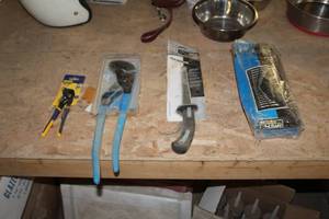 lot 331 image: Hand Tools - Powercraft Combination Wrench Set 22-piece SAEMetric, Irwin Vise Grip Pliers, Channel Lock Slip Lock Pliers, Black Rhino Demo Saw (new in package)