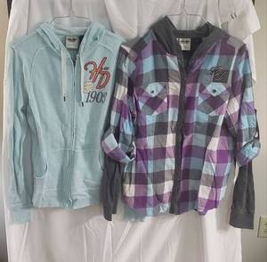 1 size small aqua Harley Davidson sweatshirt with rhinestones