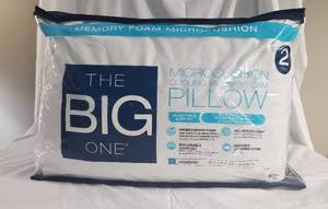 2 (new in package) The Big One brand standard size Microcushion cooling Memory Foam pillows for all sleep positions