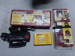 lot 46 image: Hinge Mortis Jig, Crown Jig, Roto Zip Rebel