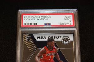 lot 2 image: 2019 Mosaic Zion Williamson #269 Rookie Card PSA 9