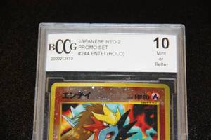 lot 60 image: Pokemon Japanese Neo 2 Promo Set Entei Holo #244 BCCG 10