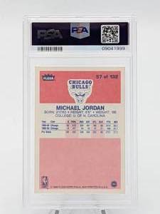 lot 1 image: 1986 Fleer Michael Jordan Rookie Card #57 PSA 8