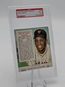 lot 13 image: 1954 Red Man Tobacco Willie Mays Card PSA 3.5