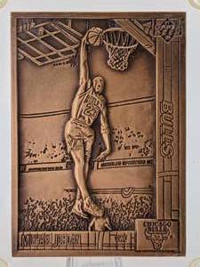 lot 23 image: 1991 Upper Deck Michael Jordan Special Bronze Metal Card #5000