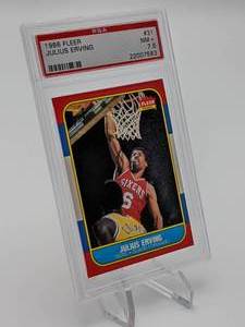 lot 40 image: 1986 Fleer Julius Erving #31 Basketball Card PSA 7.5