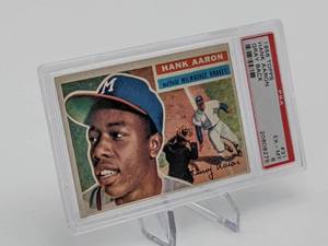 lot 6 image: 1956 Topps Hank Aaron #31 Gray Back 3rd Year Card Graded PSA 6