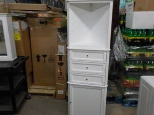 Corner White Cabinet with Shelves 2...
