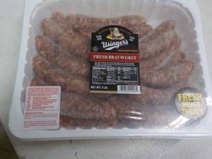 5 lb package frozen Usingers bratwurst