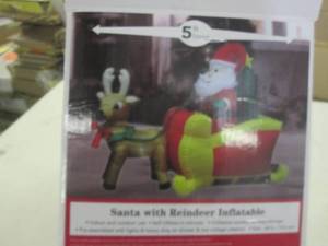 lot 47 image: santa with reindeer inflatable unte...