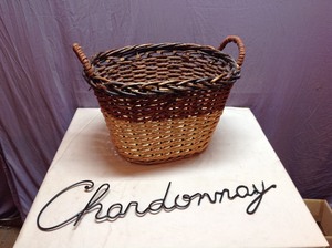 lot 131 image: Basket & Metal Sign