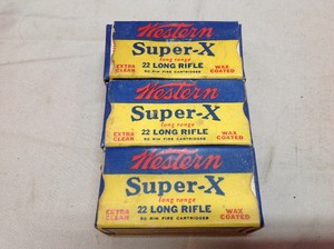 lot 176 image: 3 Boxes Western Super X 22 Long Rifle Shells