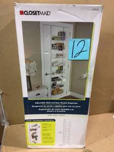 lot 12 image: 18 in. x 77.5 in. 8-Compartment Over-the-Door Adjustable Basket Organizer in White Customer Returns See Pictures 