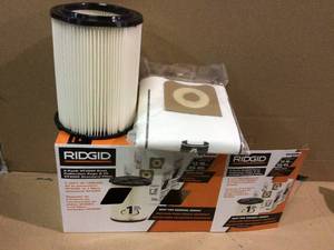 lot 22 image: Filter Kit with VF4000 Standard Filter and VF3502 Dust Bags (2-Pack) for Select 12 -16  Gal. RIDGID WetDry Shop Vacuums Customer Returns See Pictures 