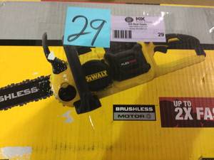 lot 29 image: 16 in. 60V MAX Lithium-Ion Cordless FLEXVOLT Brushless Chainsaw by DEWALTCustomer Returns See Pictures 
